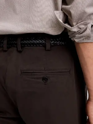 Pantalon chino droit en coton - Marron foncé — photo 3