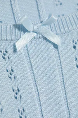 Pull ajusté en maille - Bleu clair — photo 4