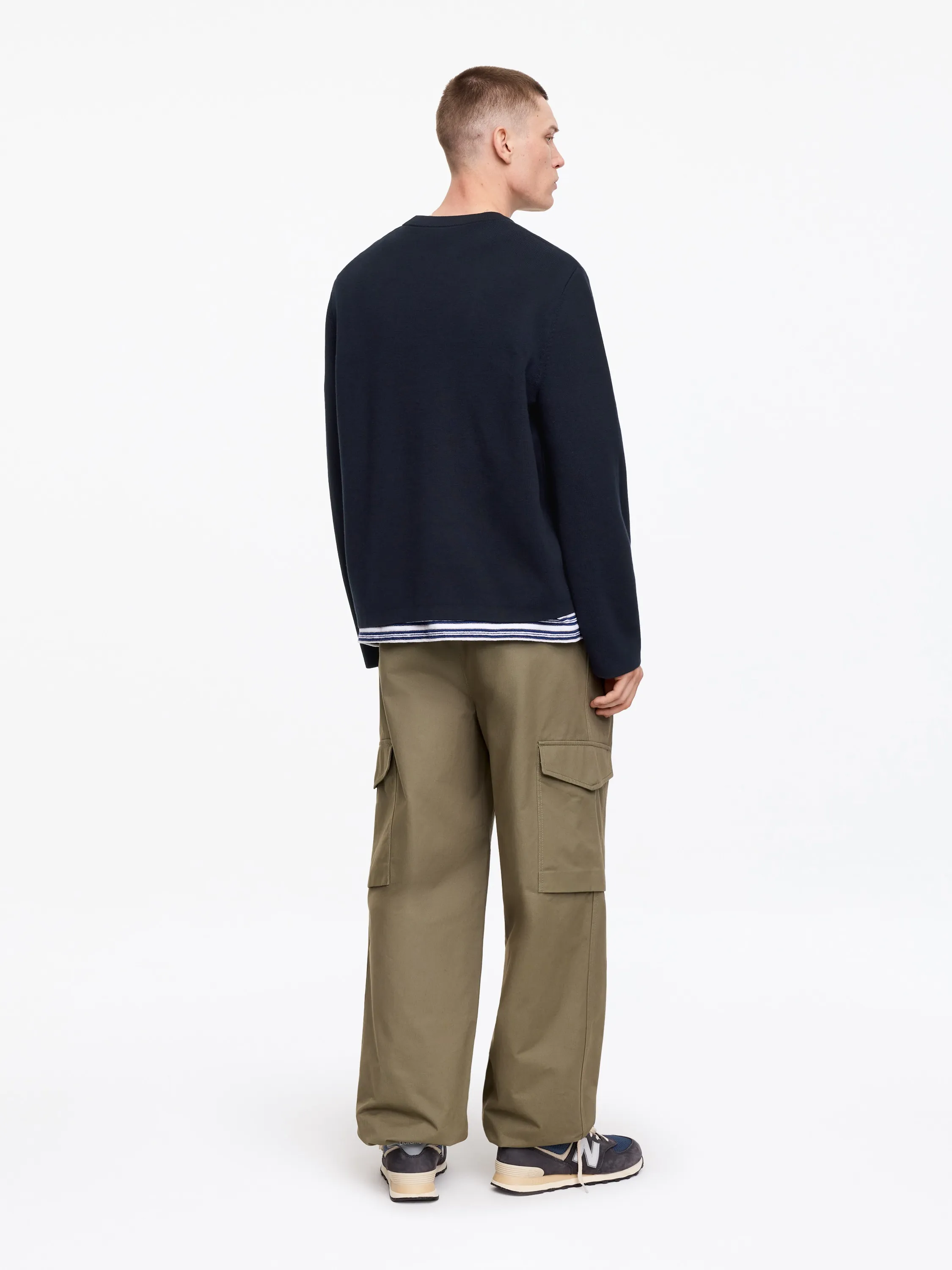 Pull décontracté en mélange de coton - Bleu foncé
