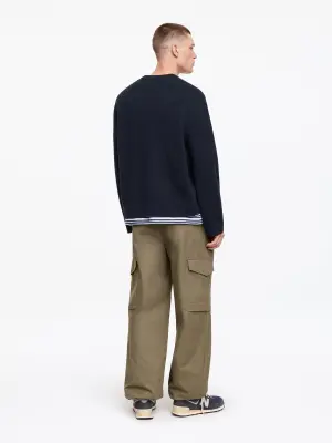 Pull décontracté en mélange de coton - Bleu foncé — photo 1