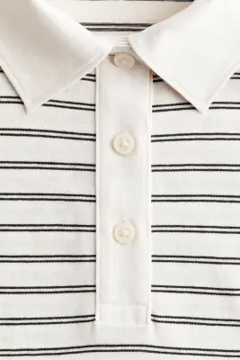 Polo en coton - Crème/rayé — photo 4