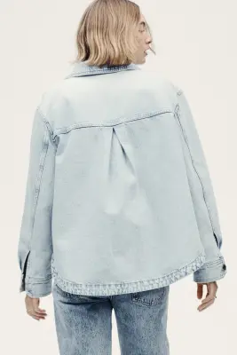 Denim shacket - Bleu denim clair — photo 4