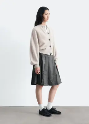 Cardigan en laine mérinos bouillie - Taupe — photo 4