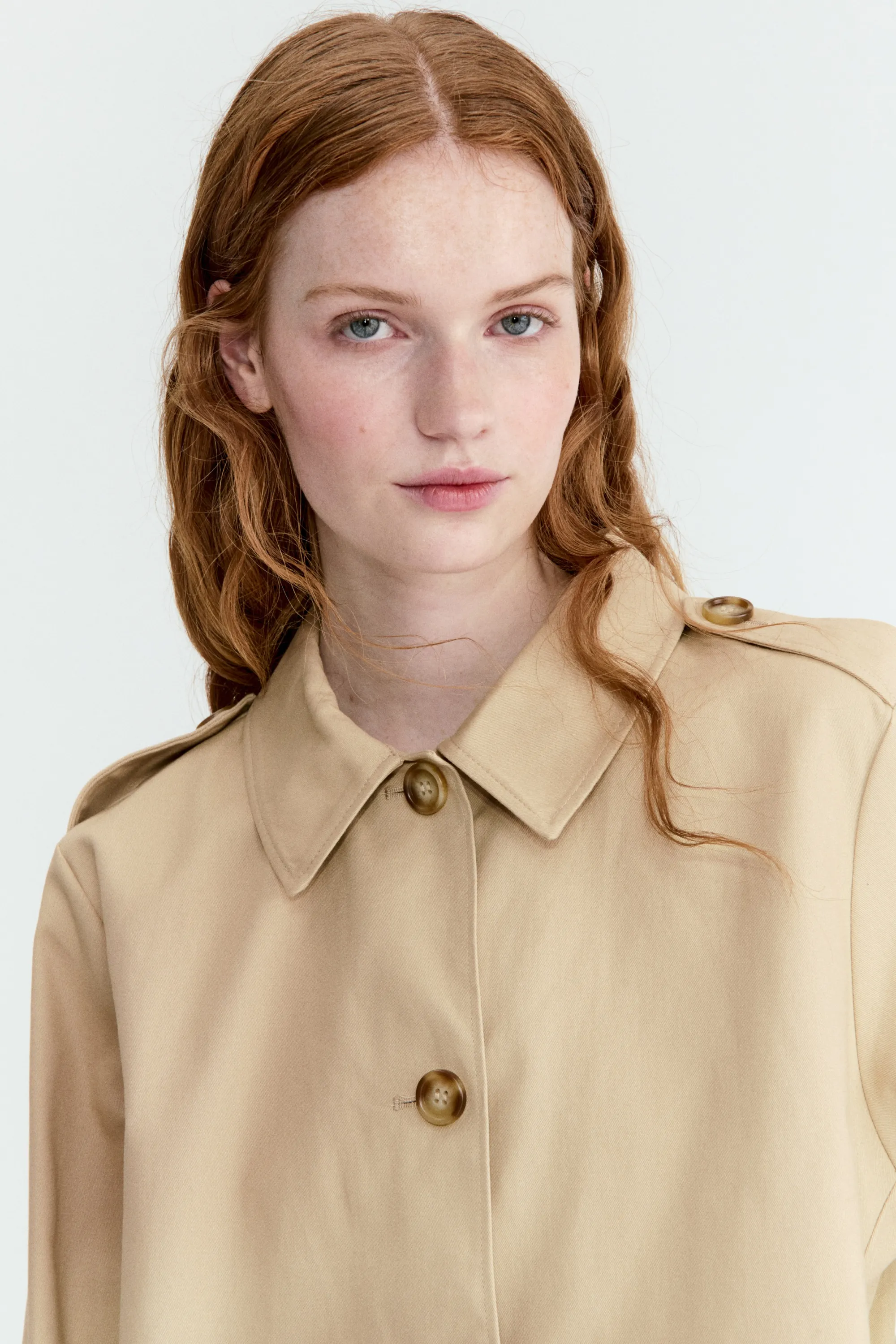 Veste façon trench en coton - Beige