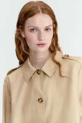 Veste façon trench en coton - Beige — photo 1