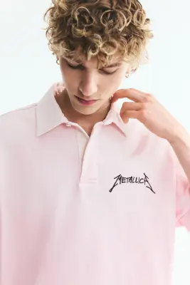 Polo Relaxed Fit - Rose clair/Metallica — photo 2