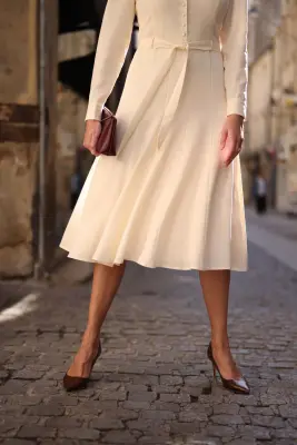 Hortensia Belted Dress - Cream — photo 5