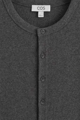 CARDIGAN EN COTON CÔTELÉ SLIM - GRIS CHINÉ — photo 5