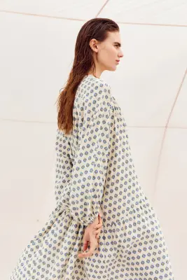 Robe tunique oversize - Beige clair/motif — photo 1