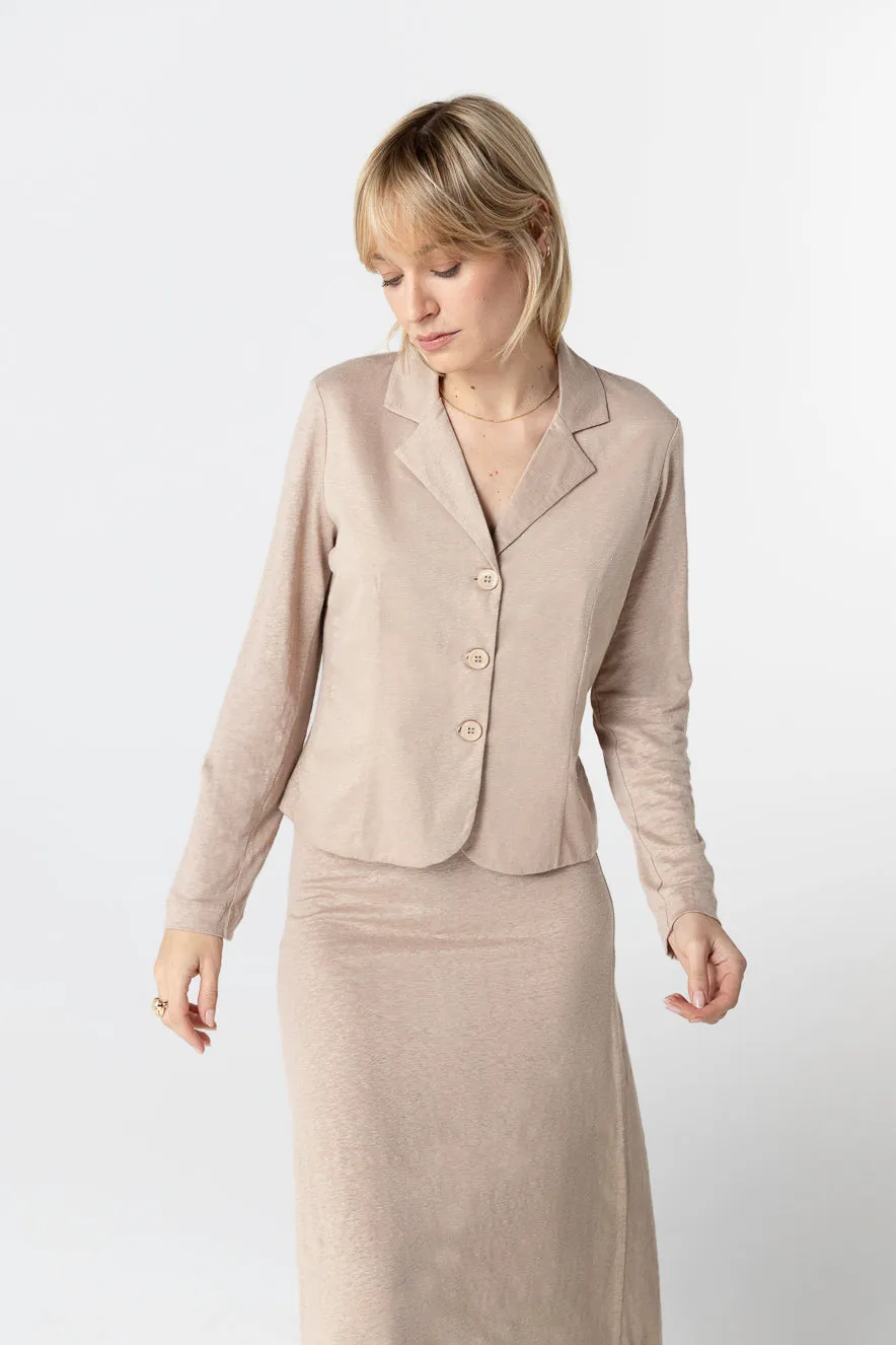 Veste Beige Manches Longues en Lin / Elasthanne