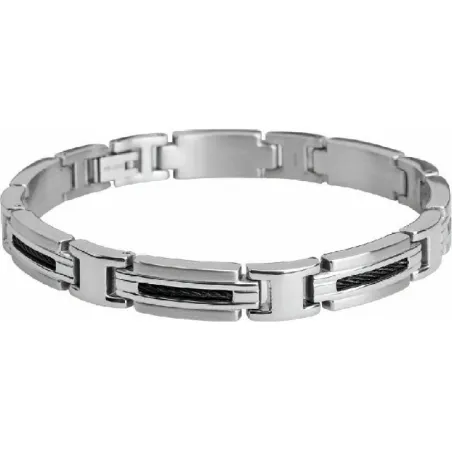 ROCHET - Bracelet Marina bicolore acier / câble PVD Noir 8.5mm 21cm B062361
