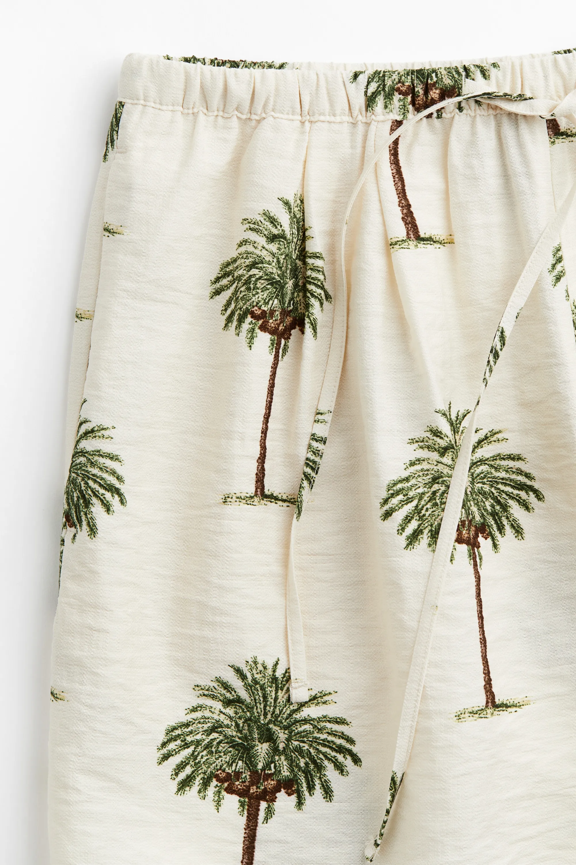 Short à taille élastique - Crème/palmiers