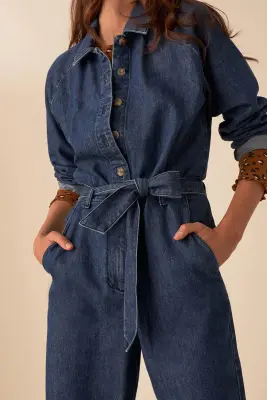 combi pantalon loustik denim bleu stone — photo 3