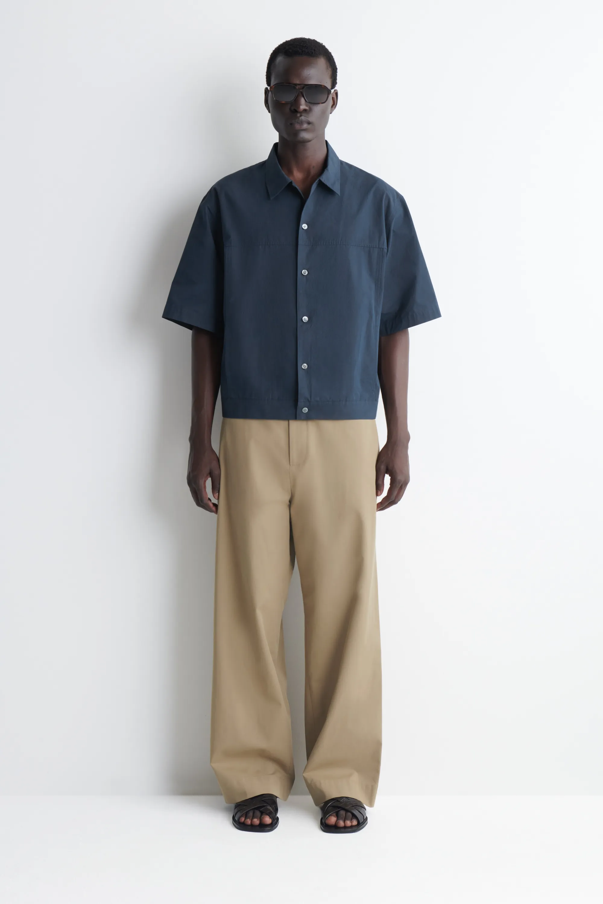 CHEMISE WORKWEAR BOXY EN POPELINE DE COTON - BLEU FONCÉ