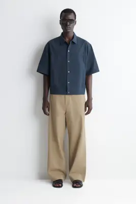 CHEMISE WORKWEAR BOXY EN POPELINE DE COTON - BLEU FONCÉ — photo 1