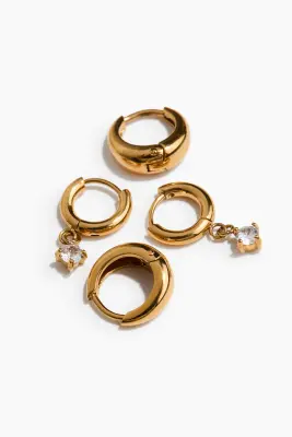 2 paires de boucles d'oreilles waterproof - Doré — photo 2