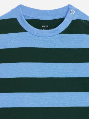 Top à manches longues - Bleu clair/Vert foncé — photo 2