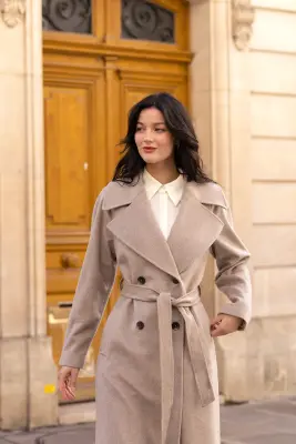 Paloma Wrap Coat - Grey beige — photo 2