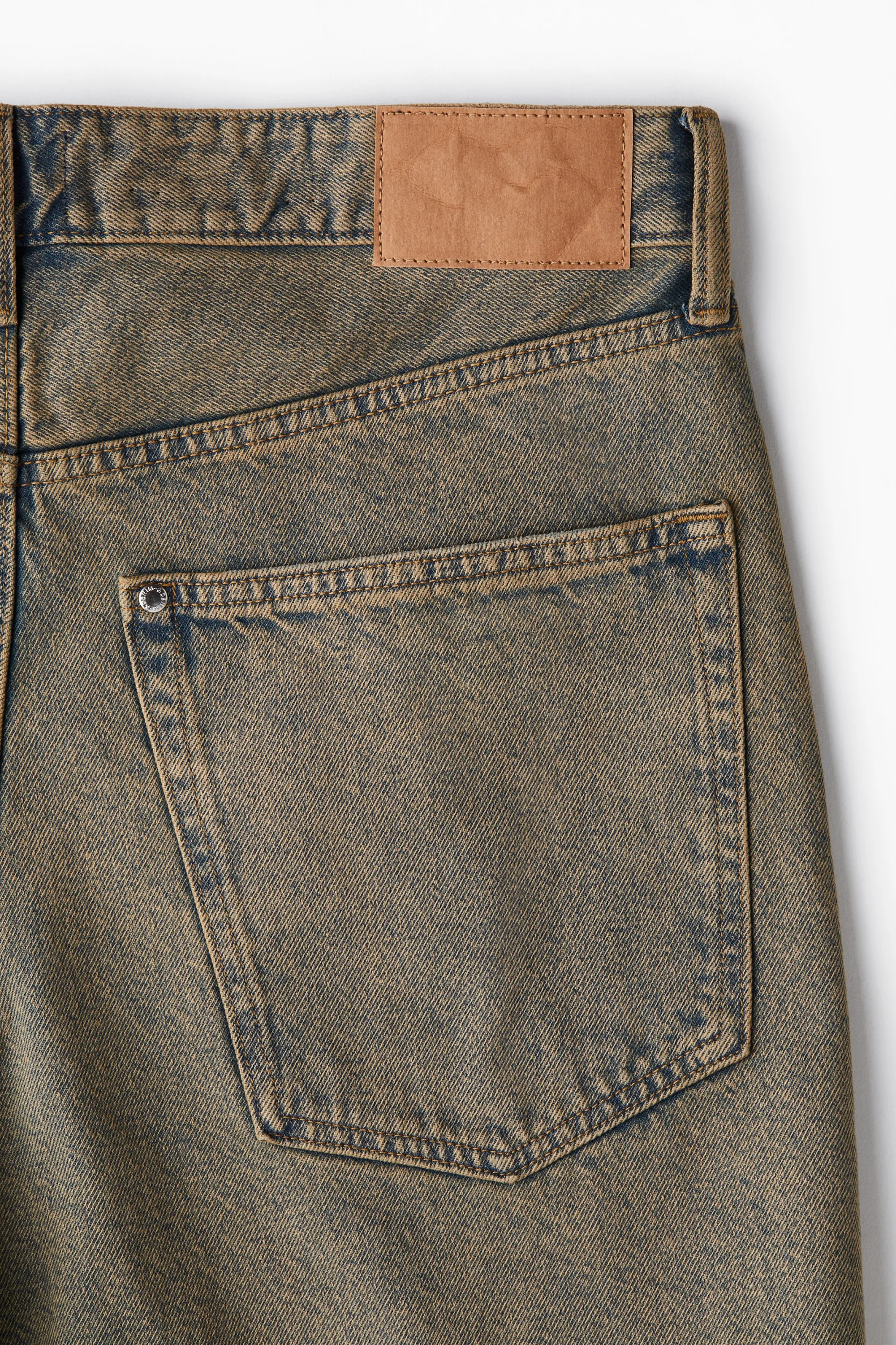 Short Relaxed en denim - Vert kaki/bleu denim