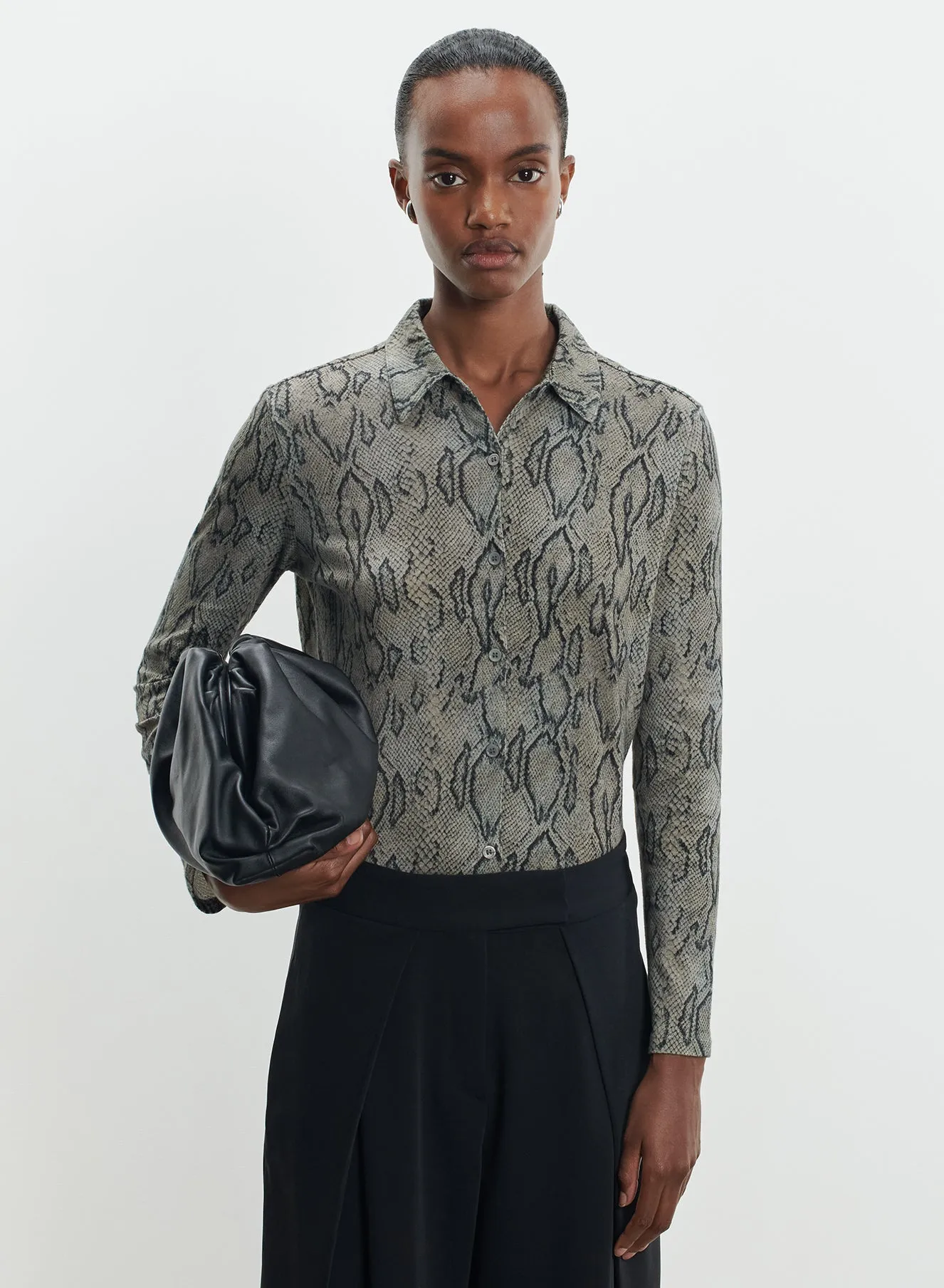 Chemise en coton et cachemire imprimé serpent