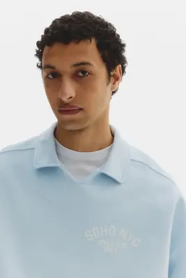 Sweat de rugby Oversized Fit - Bleu clair/Soho NYC — photo 2