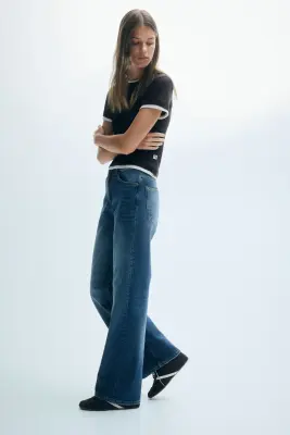 Straight High Waist Jeans - Bleu denim foncé — photo 3