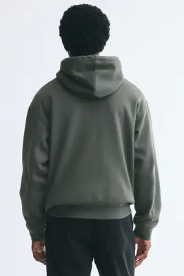 Veste à capuche zippée Loose Fit - Vert kaki foncé — photo 3