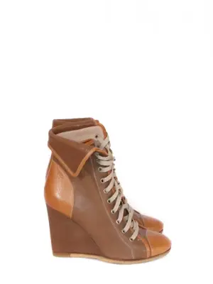 Bottines compensées lace up en cuir camel et marron NEUVES Prix boutique 600€ Taille 36,5 — photo 1
