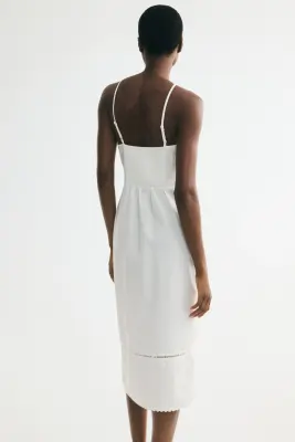 Robe brodée en lin mélangé - Crème/fleurs — photo 3