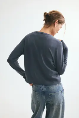 Gilet en maille fine - Gris foncé — photo 2