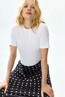 MAMA Slip skirt en satin - Noir/pois — photo 2