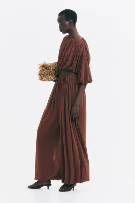 Pantalon ballon à effet drapé - Marron — photo 3