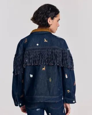 Veste Holly bleu brut et broderies ivy — photo 5