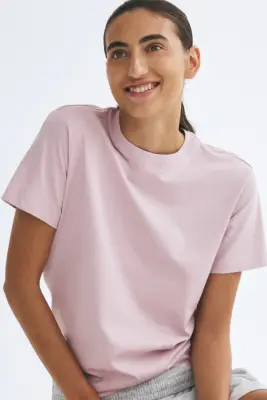 T-shirt en coton Supima® - Rose poudré — photo 2