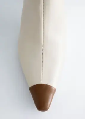 Bottines en cuir - Blanc/Cognac — photo 4