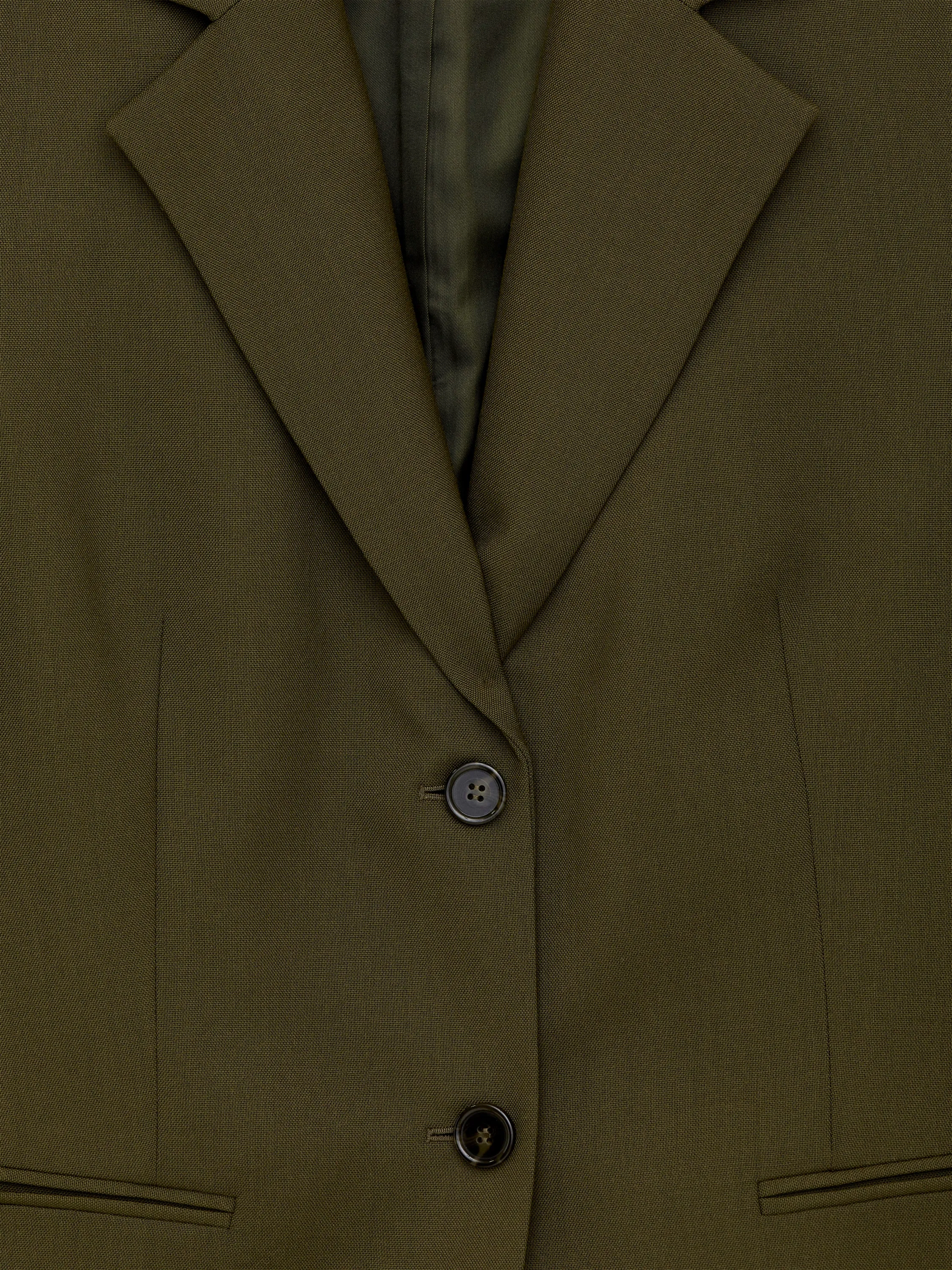 Blazer en laine nattée - Vert kaki