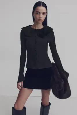 Gilet avec col - Noir — photo 2