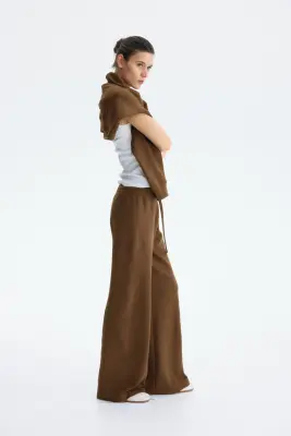 Pantalon jogger à jambes larges - Marron foncé — photo 2