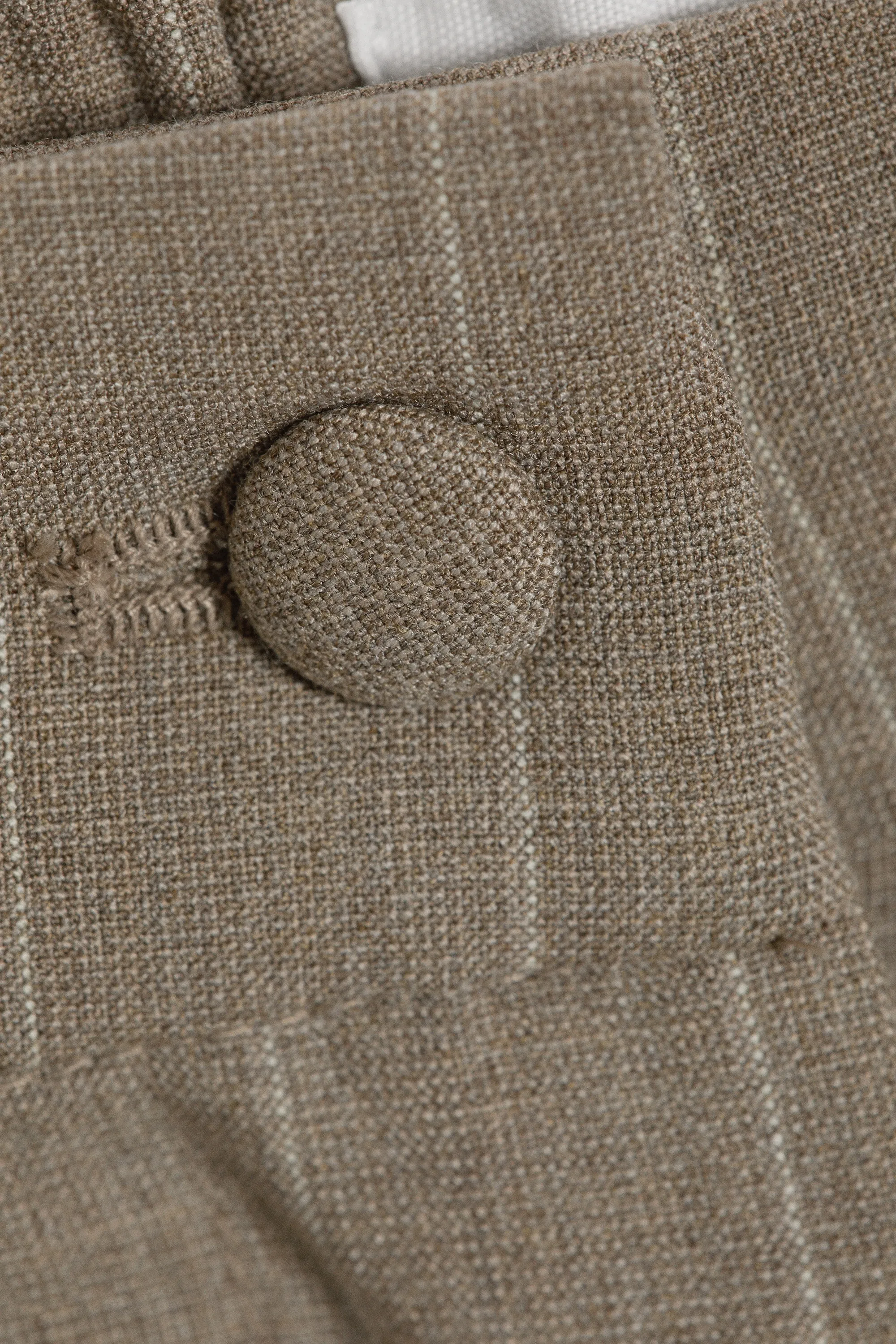 Mini-short de costume plissé décontracté - Beige à fines rayures