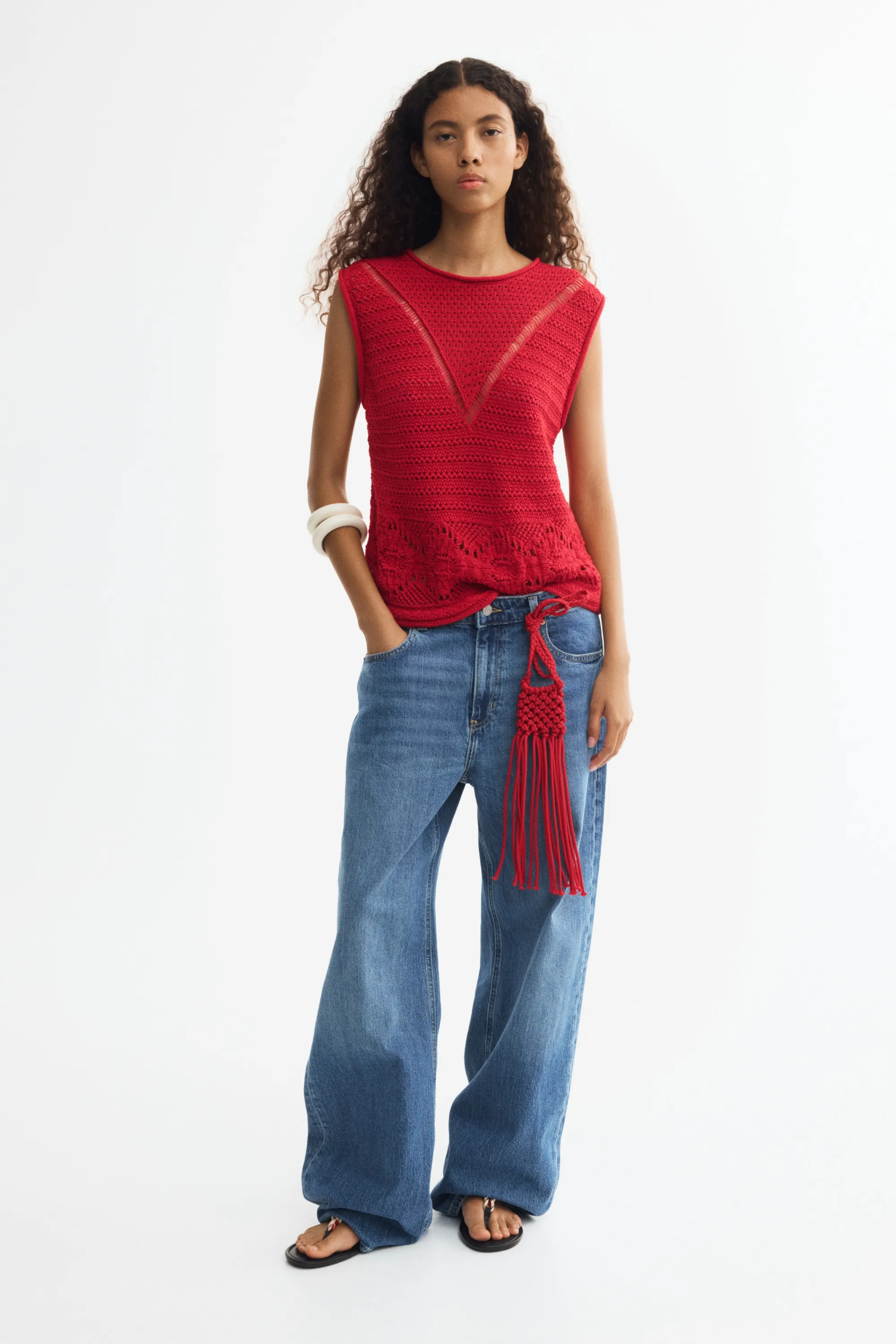 Top façon crochet - Rouge