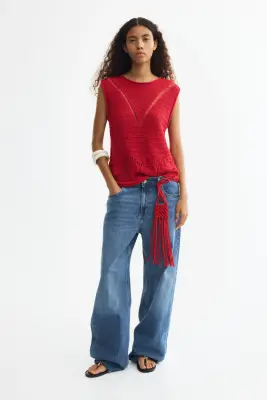 Top façon crochet - Rouge — photo 1