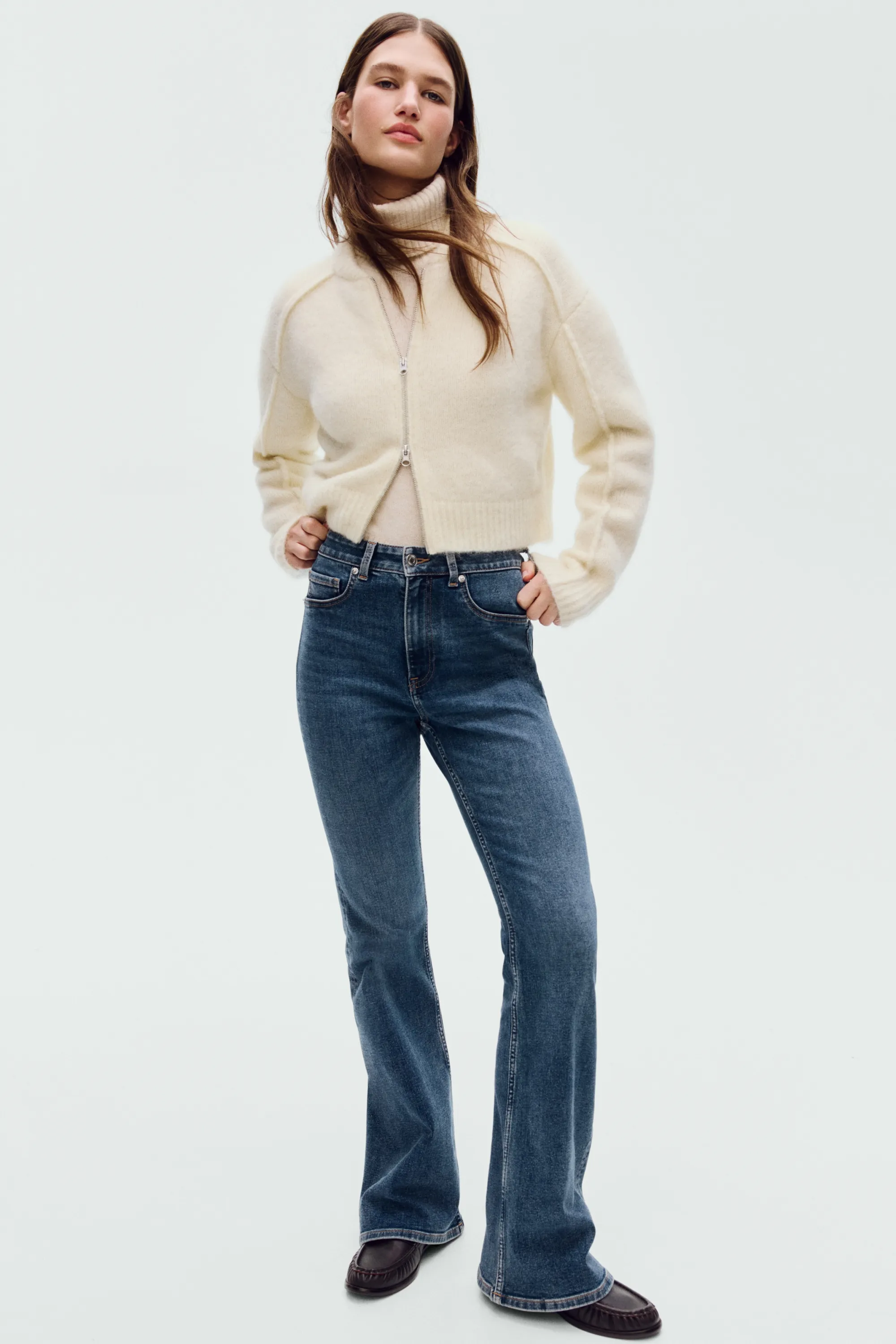 Flared High Jeans - Bleu denim