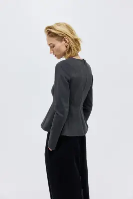 Top péplum en jersey - Gris foncé — photo 2