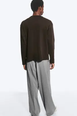 T-shirt ample à manches longues - Marron foncé — photo 2