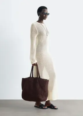 Robe en maille de coton ajourée - Blanc — photo 4
