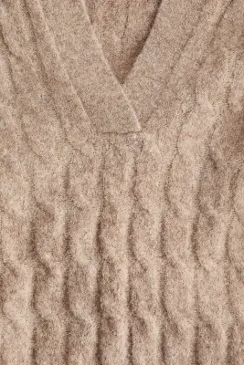 Pull façon polo en maille torsadée - Beige ancien — photo 4