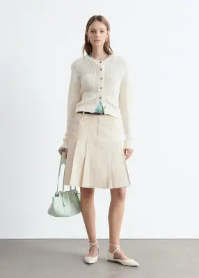 Cardigan en soie et coton - Beige clair — photo 2