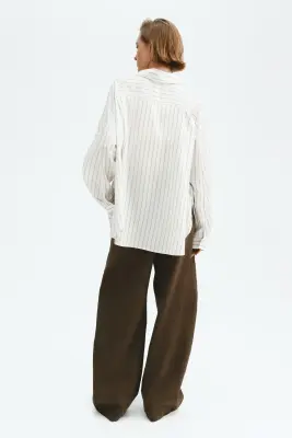 Chemise oversize - Blanc/rayé — photo 3