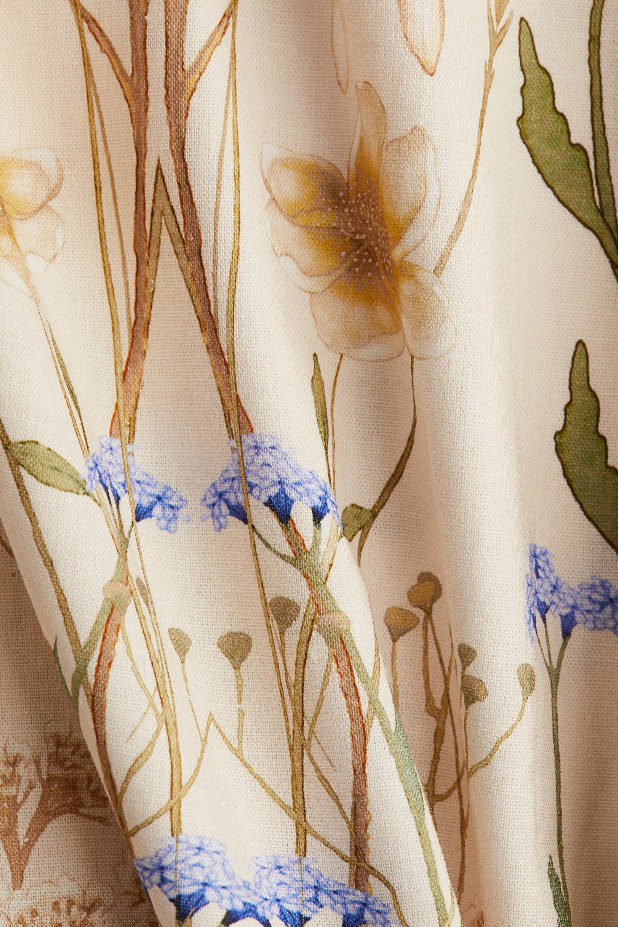 Robe en lin mélangé - Beige clair/fleuri
