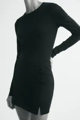 Jupe courte en viscose mélangée - Noir — photo 2